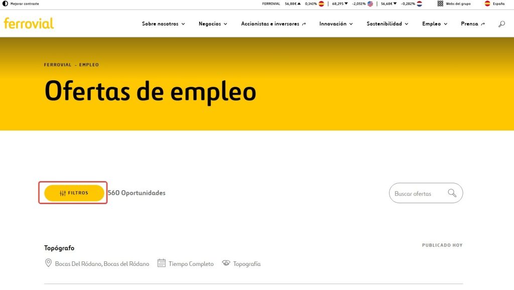 búsqueda ofertas ferrovial 